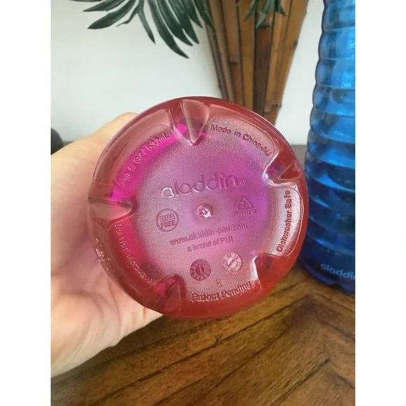 Aladdin 2 Way Lid Water Vessel Drink Bottle 18 oz Add Ice Easy Clean Blue & Pink - Picture 3 of 4